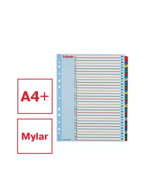 ESSELTE Regiszter, laminált karton, A4 Maxi, 1-31, újraírható, ESSELTE