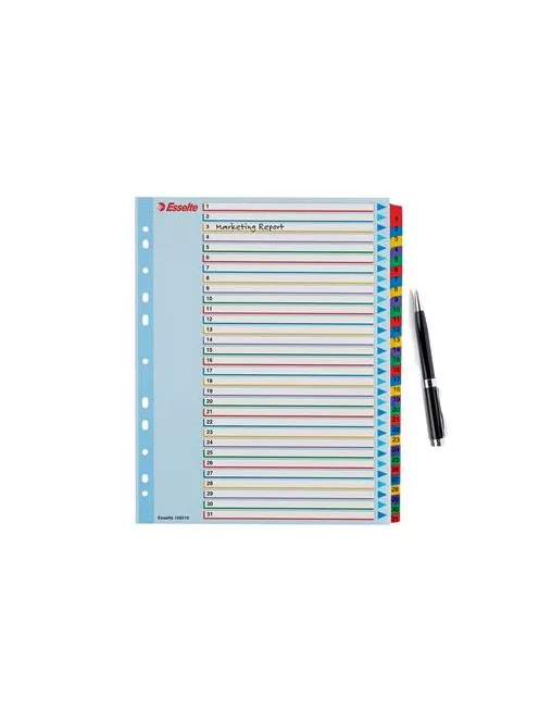 ESSELTE Regiszter, laminált karton, A4 Maxi, 1-31, újraírható, ESSELTE