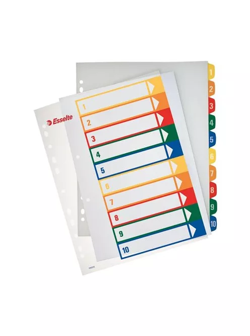 ESSELTE Regiszter, műanyag, A4 Maxi, 1-10, nyomtatható, ESSELTE, áttetsző