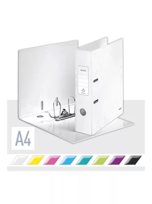 LEITZ Iratrendező, 80 mm, A4, karton, LEITZ "180 Wow", fehér