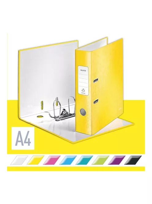 LEITZ Iratrendező, 80 mm, A4, karton, LEITZ "180 Wow", sárga