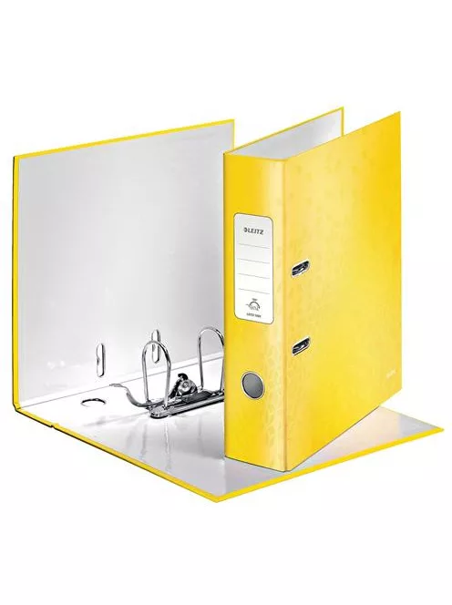 LEITZ Iratrendező, 80 mm, A4, karton, LEITZ "180 Wow", sárga