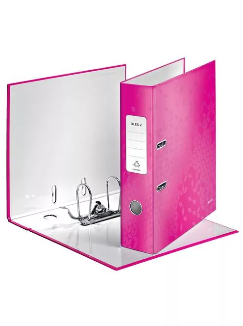 LEITZ Iratrendező, 80 mm, A4, karton, LEITZ "180 Wow", rózsaszín