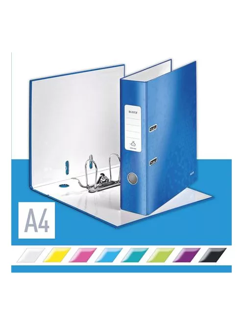 LEITZ Iratrendező, 80 mm, A4, karton, LEITZ "180 Wow", kék