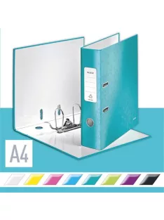   LEITZ Iratrendező, 80 mm, A4, karton, LEITZ "180 Wow", jégkék