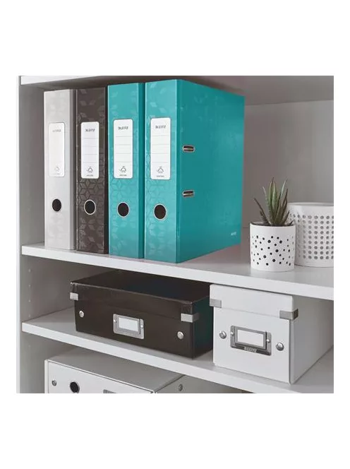 LEITZ Iratrendező, 80 mm, A4, karton, LEITZ "180 Wow", jégkék