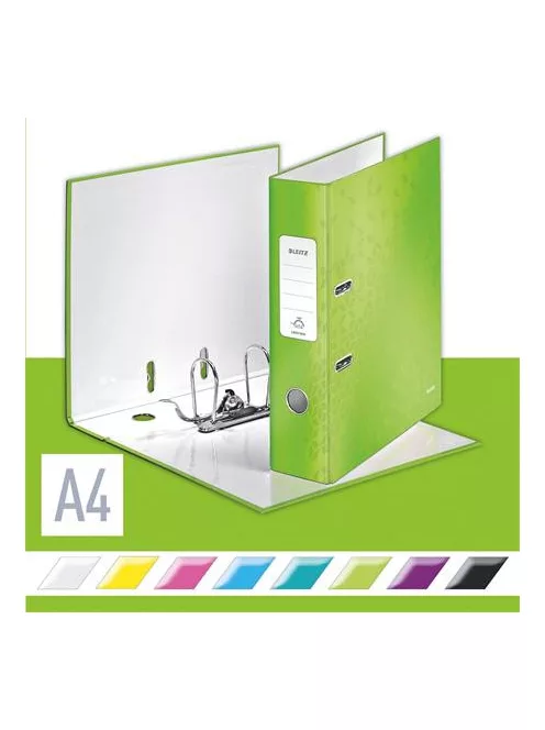 LEITZ Iratrendező, 80 mm, A4, karton, LEITZ "180 Wow", zöld