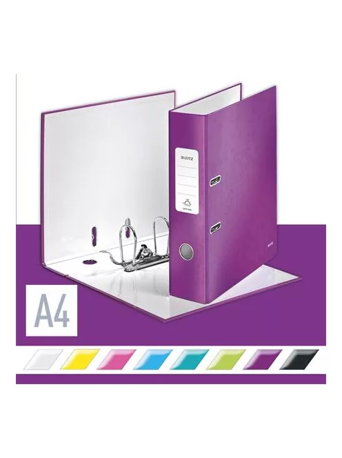 LEITZ Iratrendező, 80 mm, A4, karton, LEITZ "180 Wow", lila