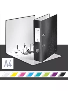   LEITZ Iratrendező, 80 mm, A4, karton, LEITZ "180 Wow", fekete