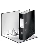 LEITZ Iratrendező, 80 mm, A4, karton, LEITZ "180 Wow", fekete