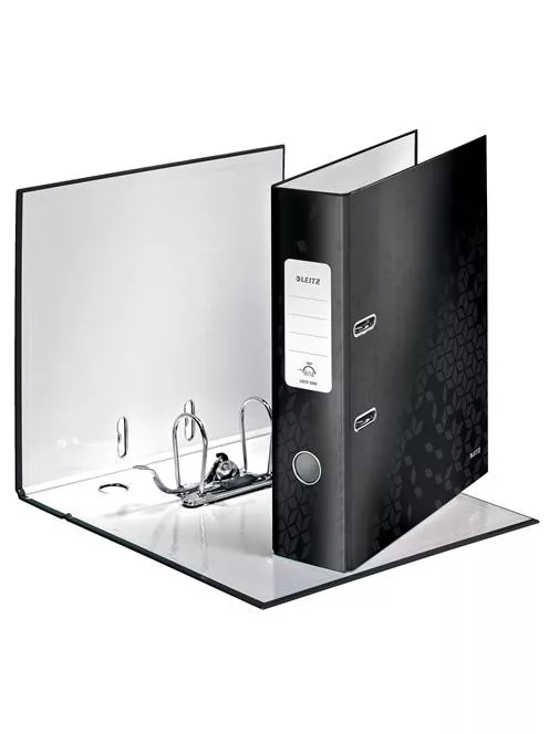 LEITZ Iratrendező, 80 mm, A4, karton, LEITZ "180 Wow", fekete