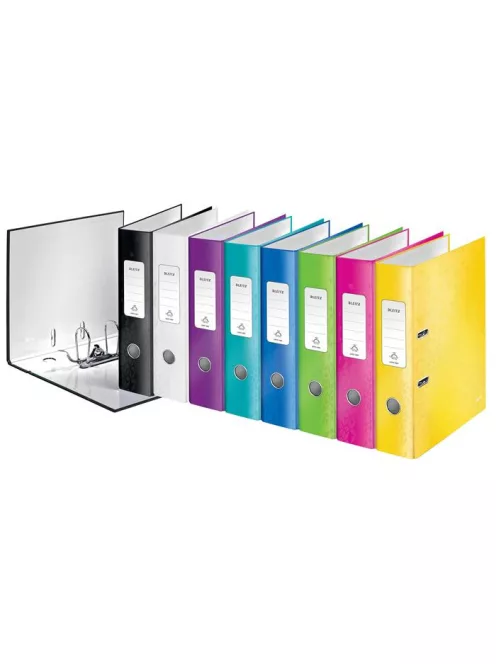 LEITZ Iratrendező, 80 mm, A4, karton, LEITZ "180 Wow", fekete