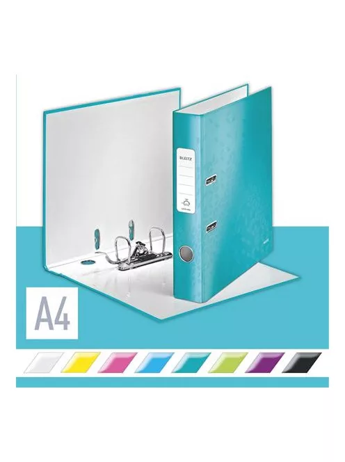 LEITZ Iratrendező, 52 mm, A4, karton, LEITZ "180 Wow", jégkék