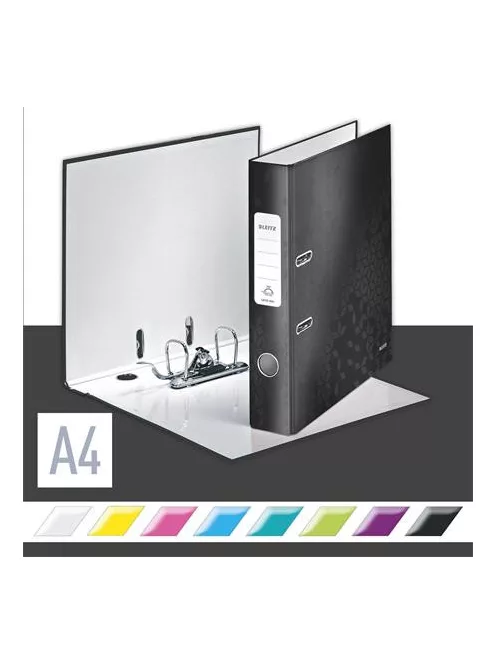 LEITZ Iratrendező, 52 mm, A4, karton, LEITZ "180 Wow", fekete