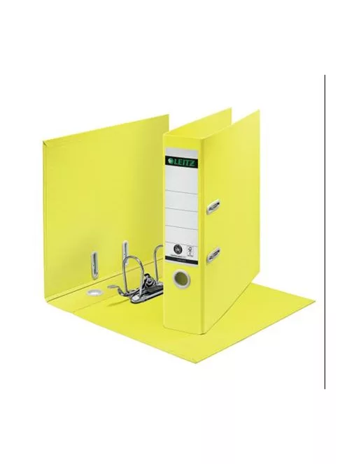 LEITZ Iratrendező, 80 mm, A4, karton, újrahasznosított, LEITZ "180 Recycle", sárga