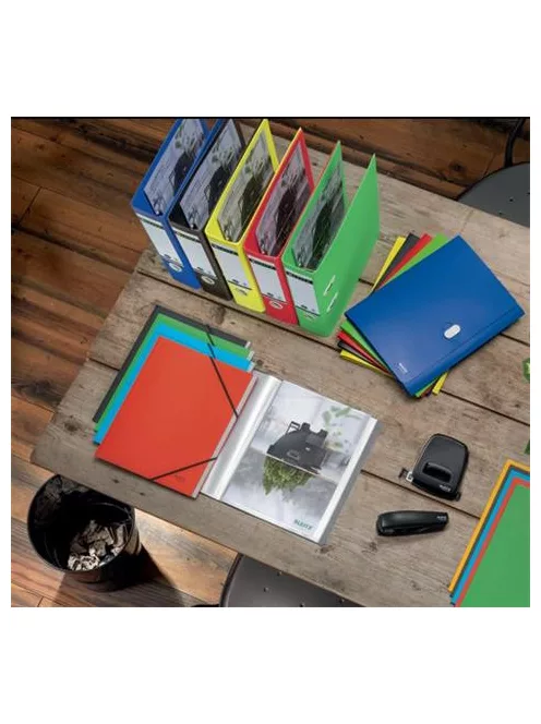 LEITZ Iratrendező, 80 mm, A4, karton, újrahasznosított, LEITZ "180 Recycle", sárga