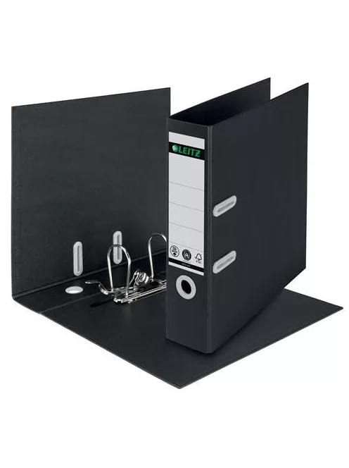 LEITZ Iratrendező, 80 mm, A4, karton, újrahasznosított, LEITZ "180 Recycle", fekete
