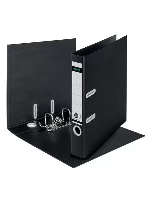 LEITZ Iratrendező, 50 mm, A4, karton, újrahasznosított, LEITZ "180 Recycle", fekete