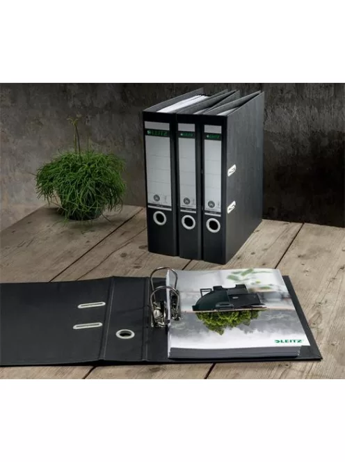 LEITZ Iratrendező, 50 mm, A4, karton, újrahasznosított, LEITZ "180 Recycle", fekete