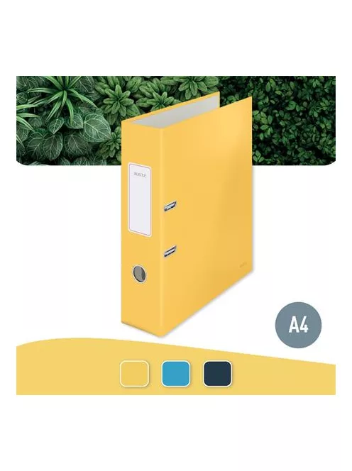 LEITZ Iratrendező, 80 mm, A4, karton, 180°, LEITZ "Cosy Soft Touch", melegsárga