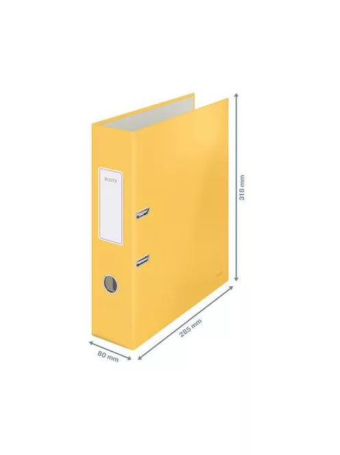 LEITZ Iratrendező, 80 mm, A4, karton, 180°, LEITZ "Cosy Soft Touch", melegsárga