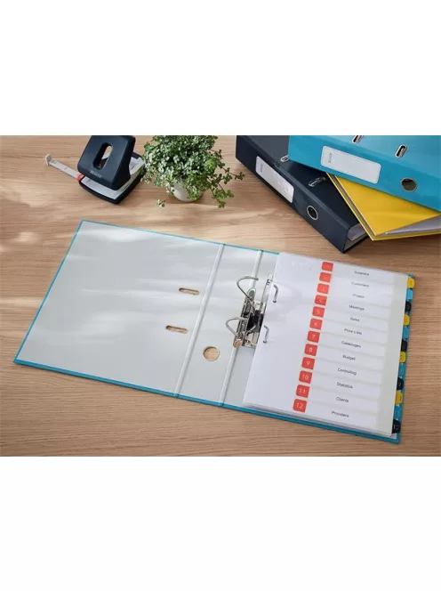 LEITZ Iratrendező, 80 mm, A4, karton, 180°, LEITZ "Cosy Soft Touch", nyugodtkék