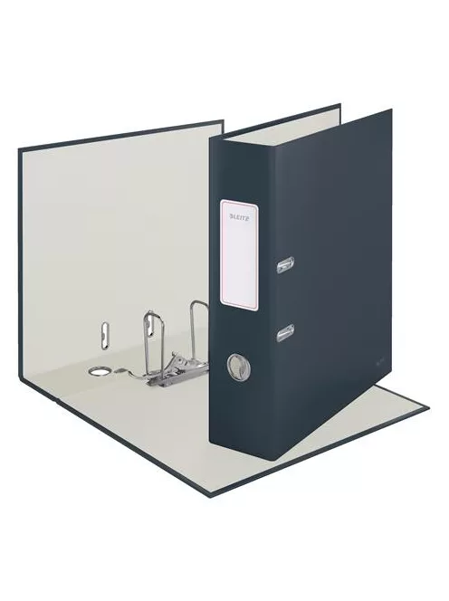 LEITZ Iratrendező, 80 mm, A4, karton, 180°, LEITZ "Cosy Soft Touch", bársonyszürke