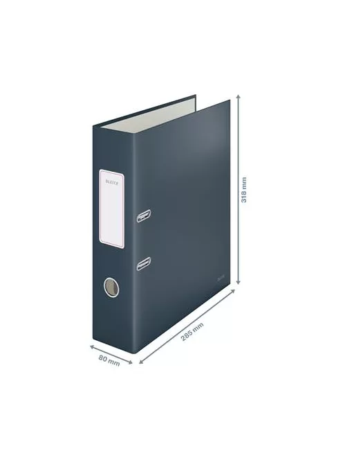 LEITZ Iratrendező, 80 mm, A4, karton, 180°, LEITZ "Cosy Soft Touch", bársonyszürke