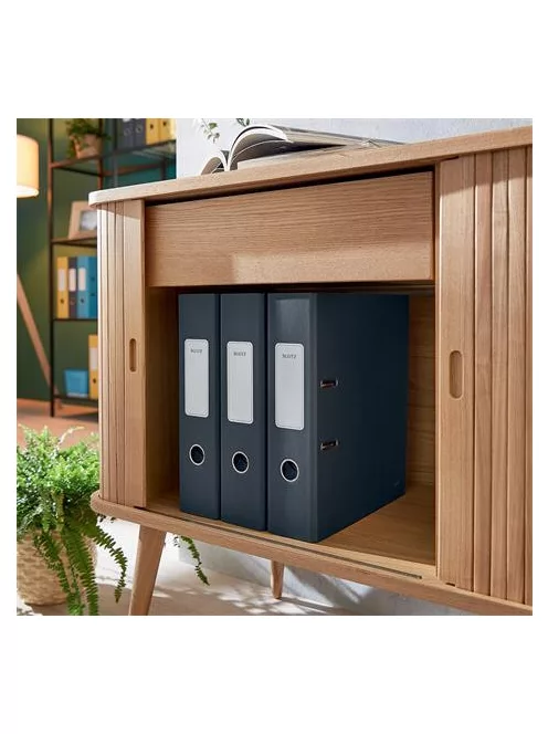 LEITZ Iratrendező, 80 mm, A4, karton, 180°, LEITZ "Cosy Soft Touch", bársonyszürke