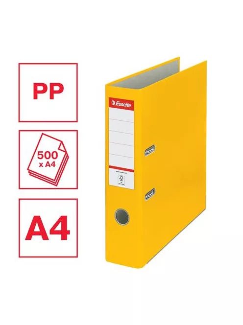 ESSELTE Iratrendező, 75 mm, A4, PP/karton, élvédő sínnel, ESSELTE "Economy", sárga
