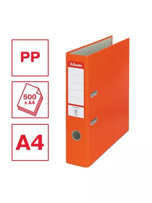 ESSELTE Iratrendező, 75 mm, A4, PP/karton, élvédő sínnel, ESSELTE "Economy", narancssárga