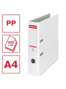   ESSELTE Iratrendező, 75 mm, A4, PP/karton, élvédő sínnel, ESSELTE "Economy", fehér