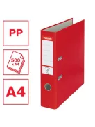 ESSELTE Iratrendező, 75 mm, A4, PP/karton, élvédő sínnel, ESSELTE "Economy", piros