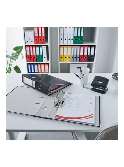 ESSELTE Iratrendező, 75 mm, A4, PP/karton, élvédő sínnel, ESSELTE "Economy", piros