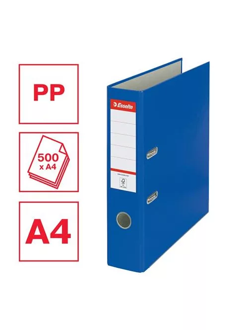 ESSELTE Iratrendező, 75 mm, A4, PP/karton, élvédő sínnel, ESSELTE "Economy", kék