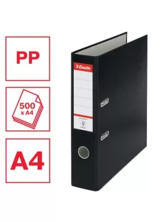   ESSELTE Iratrendező, 75 mm, A4, PP/karton, élvédő sínnel, ESSELTE "Economy", fekete