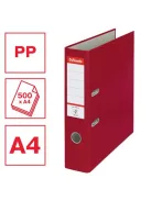 ESSELTE Iratrendező, 75 mm, A4, PP/karton, élvédő sínnel, ESSELTE "Economy", bordó