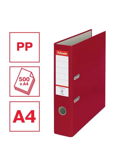 ESSELTE Iratrendező, 75 mm, A4, PP/karton, élvédő sínnel, ESSELTE "Economy", bordó