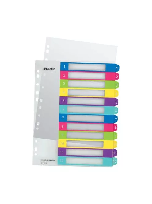 LEITZ Regiszter, műanyag, A4 Maxi, 1-12, LEITZ "Wow"