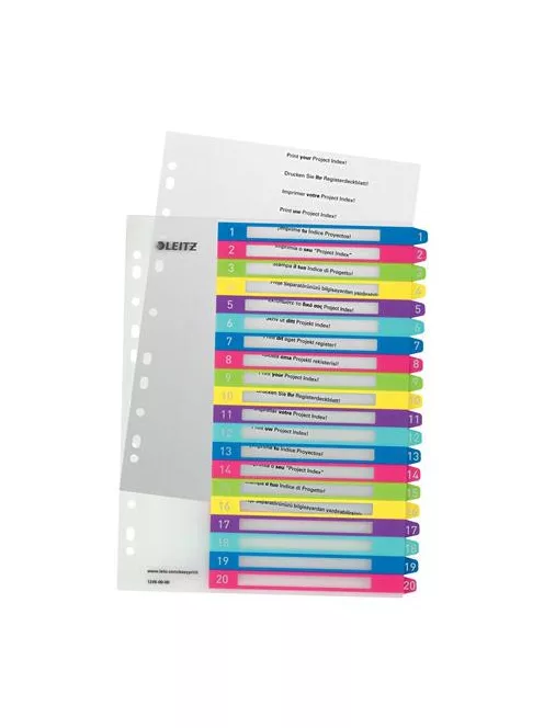 LEITZ Regiszter, műanyag, A4 Maxi, 1-20, LEITZ "Wow"