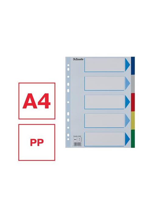 ESSELTE Regiszter, műanyag, A4, 5 részes, ESSELTE