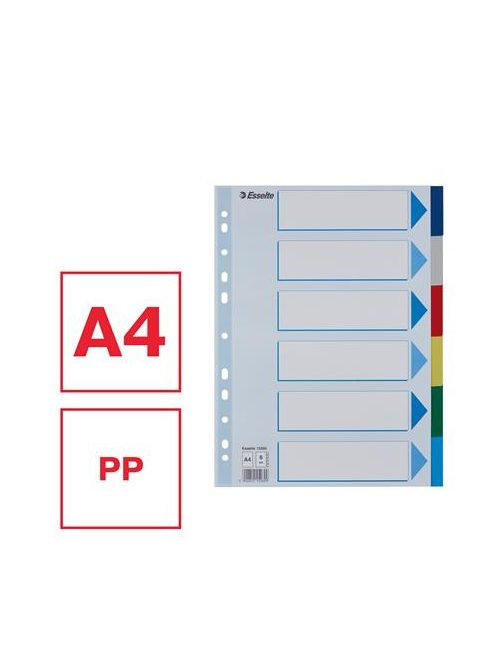 ESSELTE Regiszter, műanyag, A4, 6 részes, ESSELTE