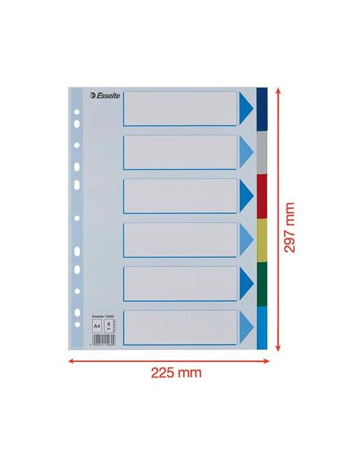 ESSELTE Regiszter, műanyag, A4, 6 részes, ESSELTE