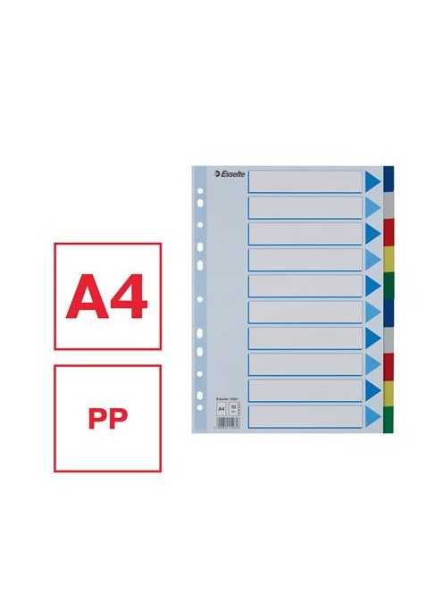 ESSELTE Regiszter, műanyag, A4, 10 részes, ESSELTE