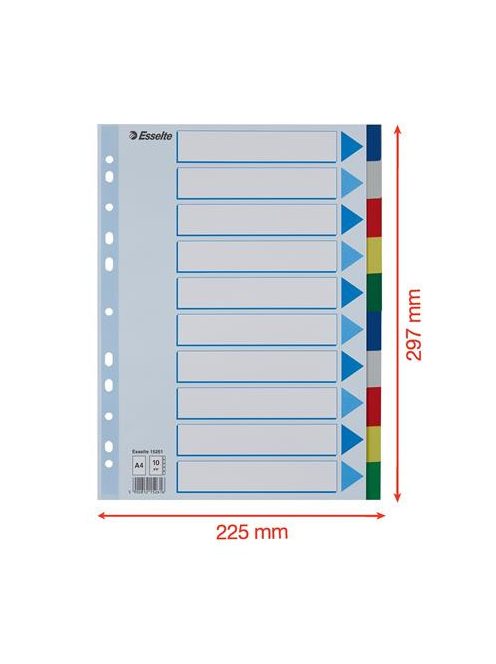 ESSELTE Regiszter, műanyag, A4, 10 részes, ESSELTE