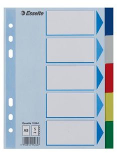ESSELTE Regiszter, műanyag, A5, 5 részes, ESSELTE, színes