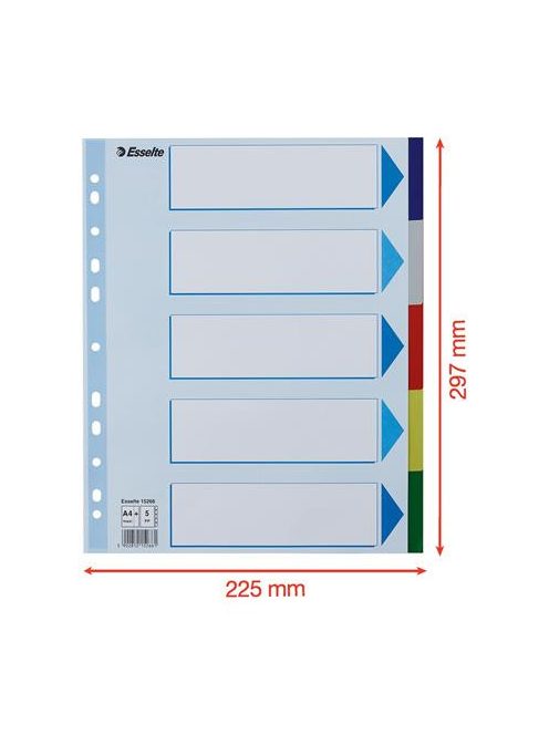 ESSELTE Regiszter, műanyag, A4 Maxi, 5 részes, ESSELTE