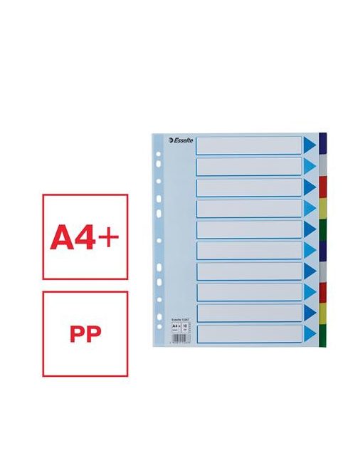 ESSELTE Regiszter, műanyag, A4 Maxi, 10 részes, ESSELTE