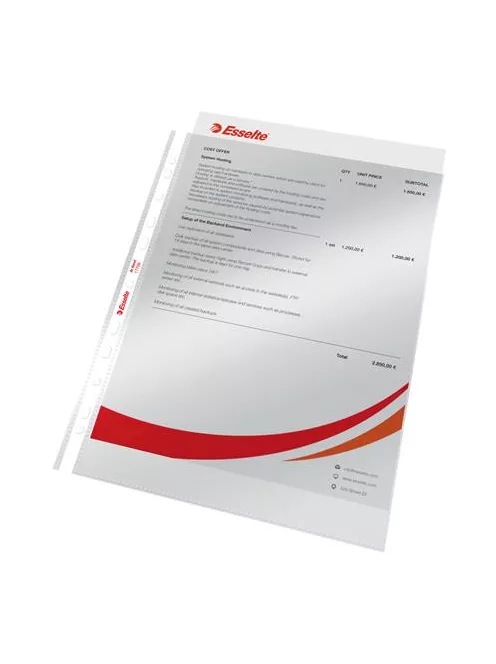 ESSELTE Genotherm, lefűzhető, A4, 55 mikron, víztiszta felület, adagolóban, ESSELTE "At Hand"