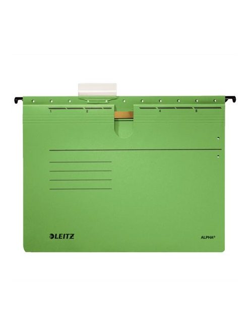 LEITZ Függőmappa, gyorsfűzős, karton, A4, LEITZ "Alpha", zöld
